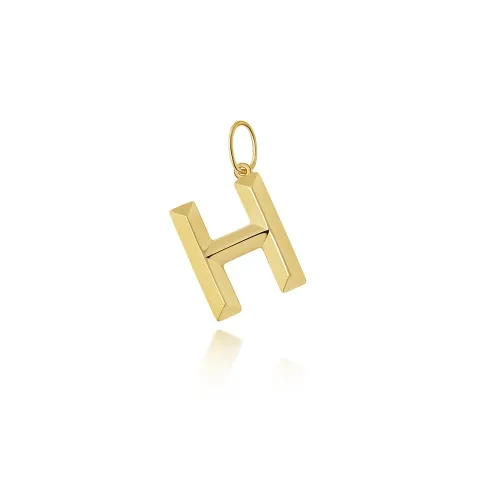9ct Yellow Gold Initial Pendant H 11X13.8mm
